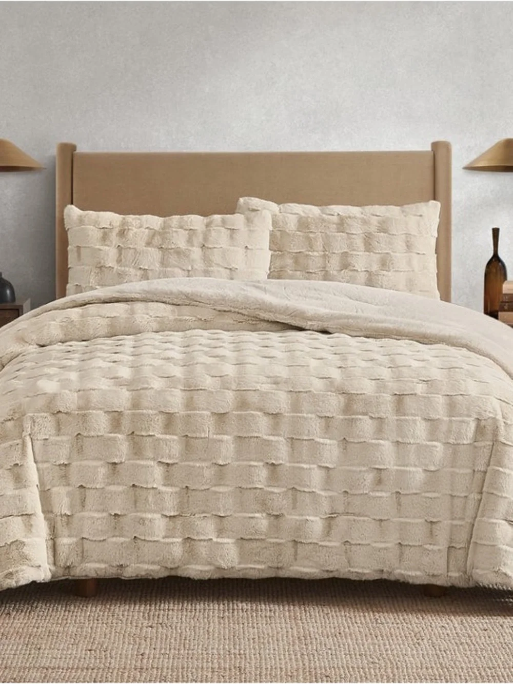 FRYE Faux Fur Comforter Set, 3-piece Set Queen Size
